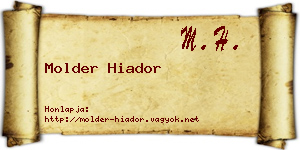 Molder Hiador névjegykártya